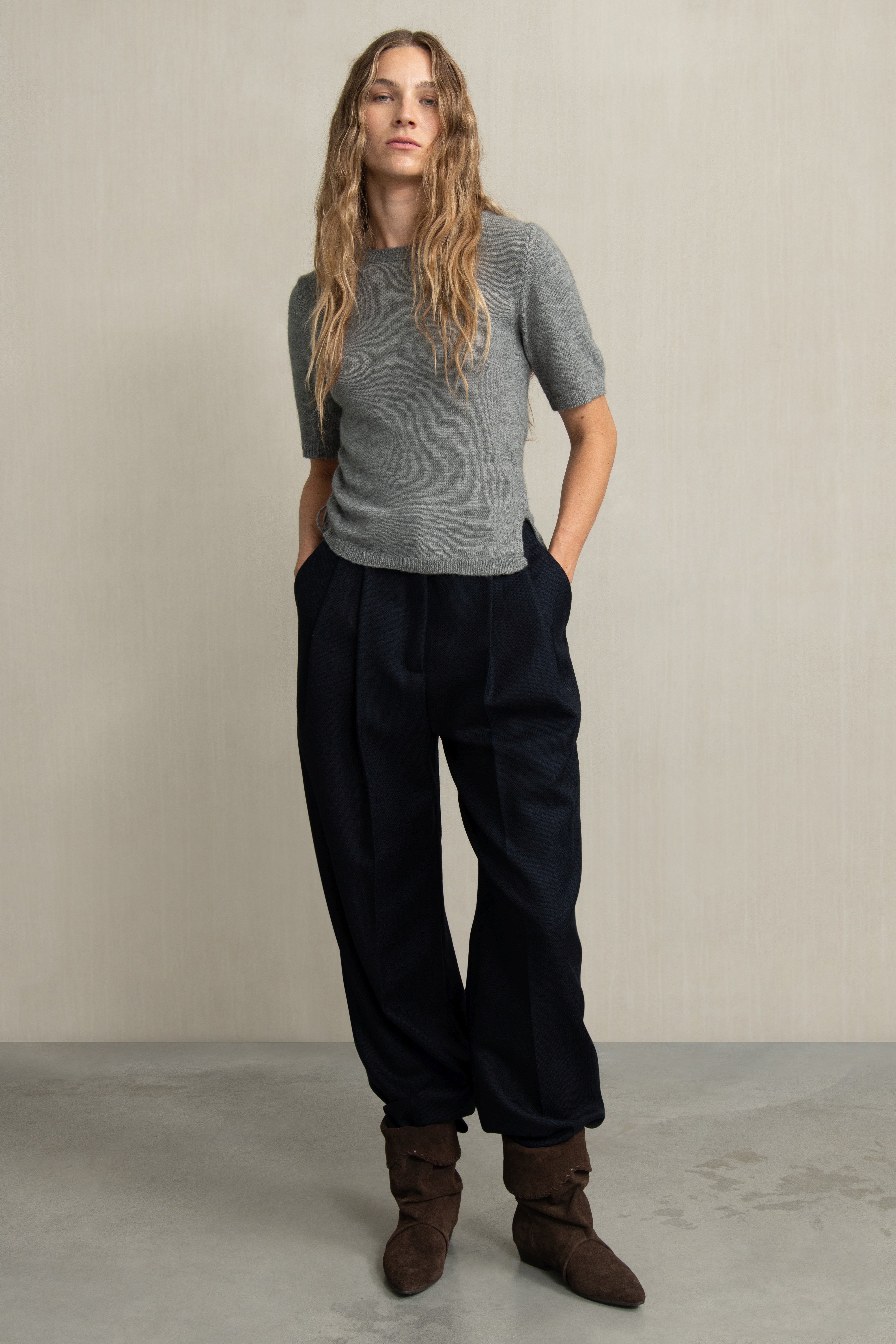 DAPNE KNIT GREY MELANGE - HUMANOID