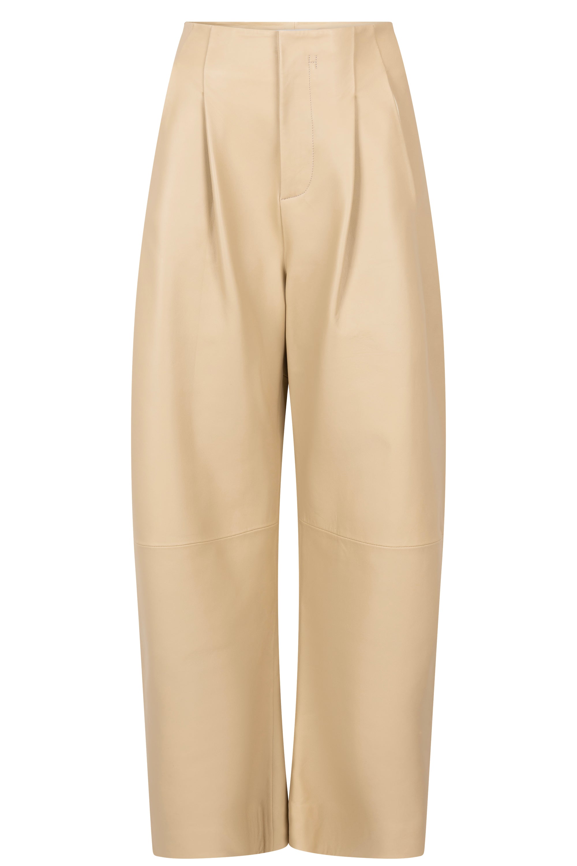 LENA – 100% Lamb Leather Barrel-Leg Pants | HUMANOID